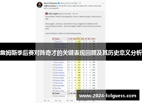 詹姆斯季后赛对阵奇才的关键表现回顾及其历史意义分析