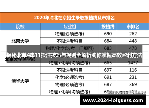 揭秘北单4串11投注技巧与规则全解析助你掌握高效盈利方法 揭秘北单4串11投注技巧与规则全解析助你掌握高效盈利方法