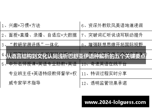 从语言结构到文化认同浅析巴舒亚伊语种解析的五个关键要点 从语言结构到文化认同浅析巴舒亚伊语种解析的五个关键要点